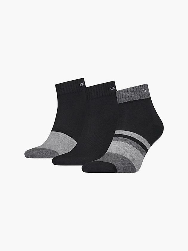 Calvin Klein USA 3 Pack Organic Cotton Ankle Mens Socks Black 8097431-JO